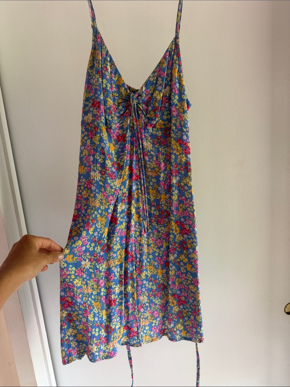 Women’s Blue Floral Tie-Front Sundress
